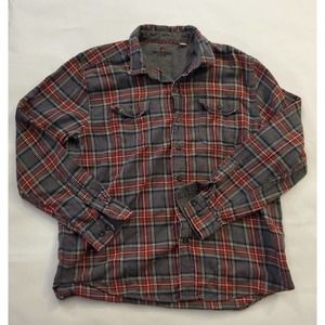 Woolrich Flannel Shirt Mens XL Red Outdoors Grunge Lumberjack Plaid Red Gray